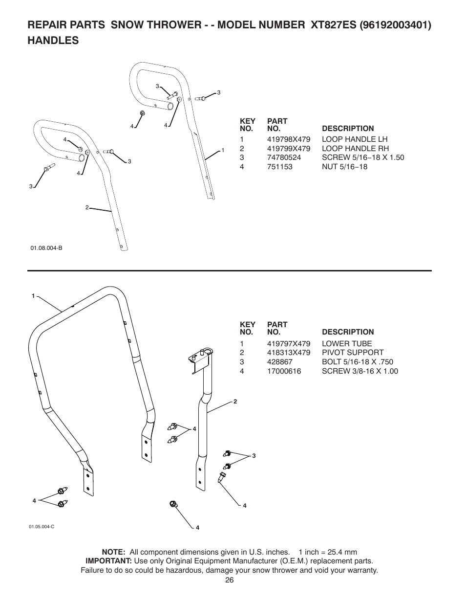 Poulan Pro XT827ES SNOW THROWER User Manual | Page 26 / 40