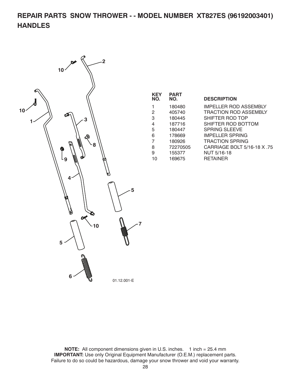 Poulan Pro XT827ES SNOW THROWER User Manual | Page 28 / 40