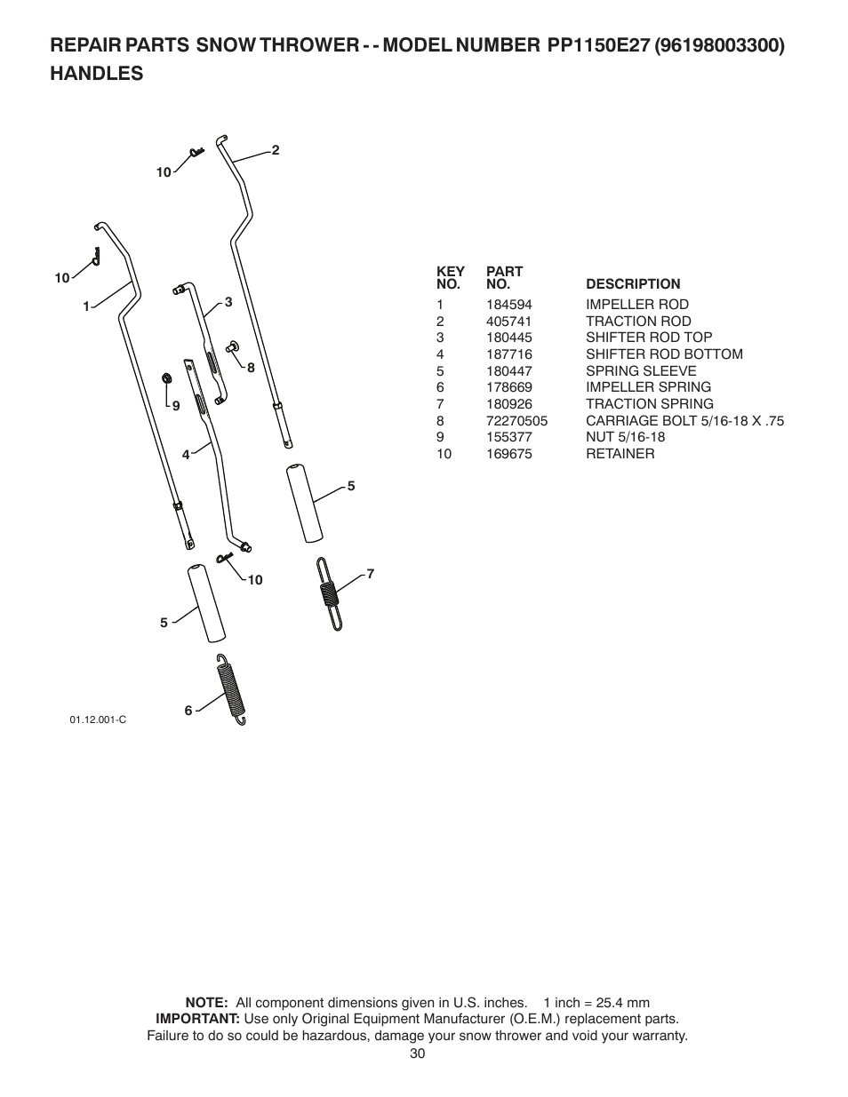 Poulan Pro PP1150E27 SNOW THROWER User Manual | Page 30 / 44