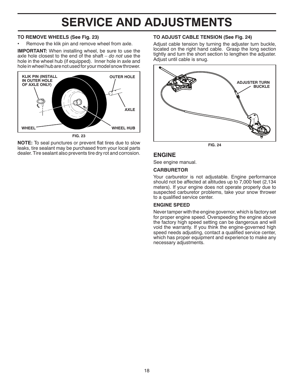 Service and adjustments | Poulan Pro PP1150E30 SNOW THROWER User Manual | Page 18 / 44