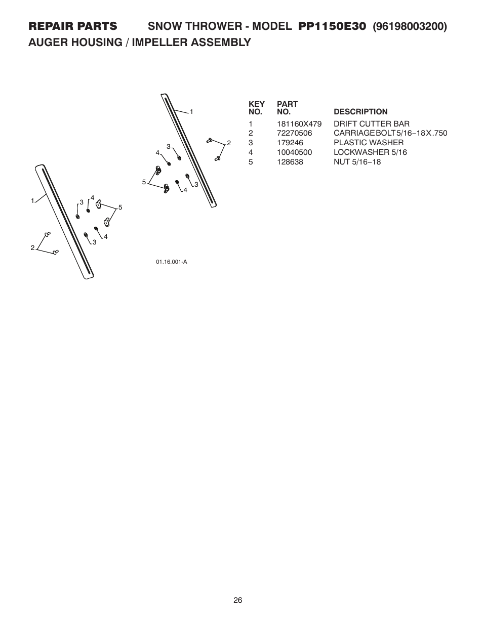 Poulan Pro PP1150E30 SNOW THROWER User Manual | Page 26 / 44