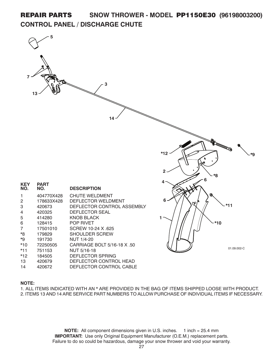 Poulan Pro PP1150E30 SNOW THROWER User Manual | Page 27 / 44