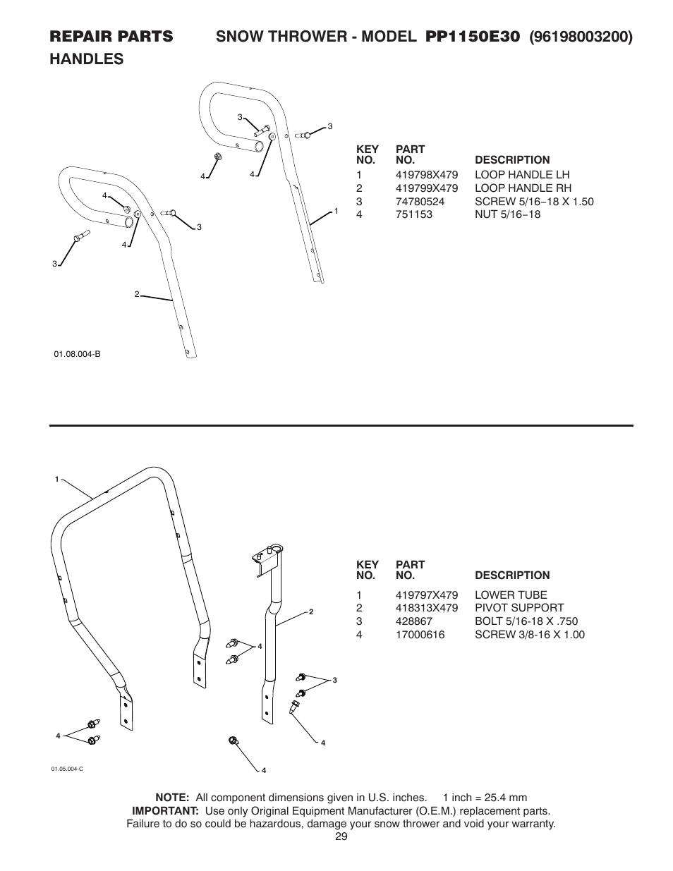 Poulan Pro PP1150E30 SNOW THROWER User Manual | Page 29 / 44