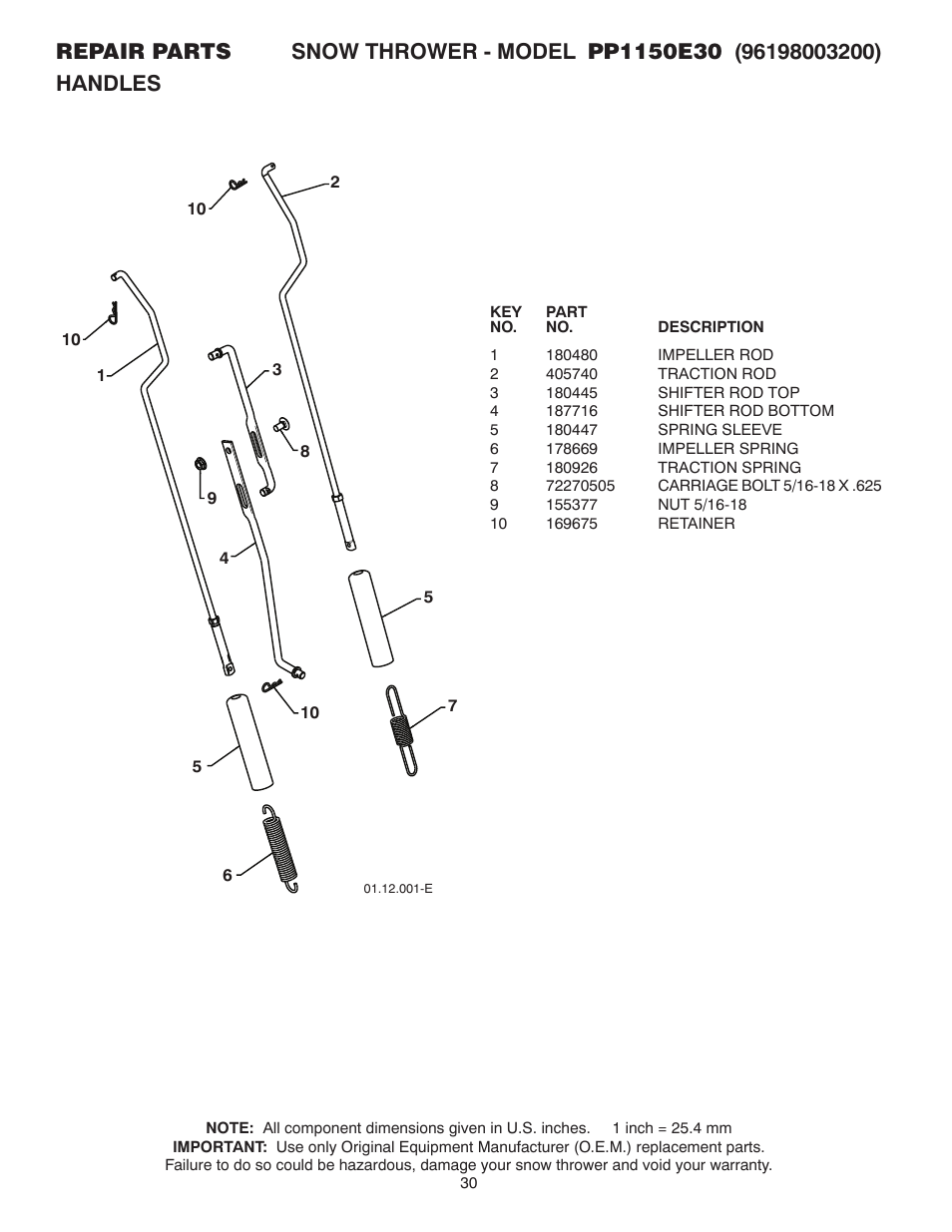 Poulan Pro PP1150E30 SNOW THROWER User Manual | Page 30 / 44