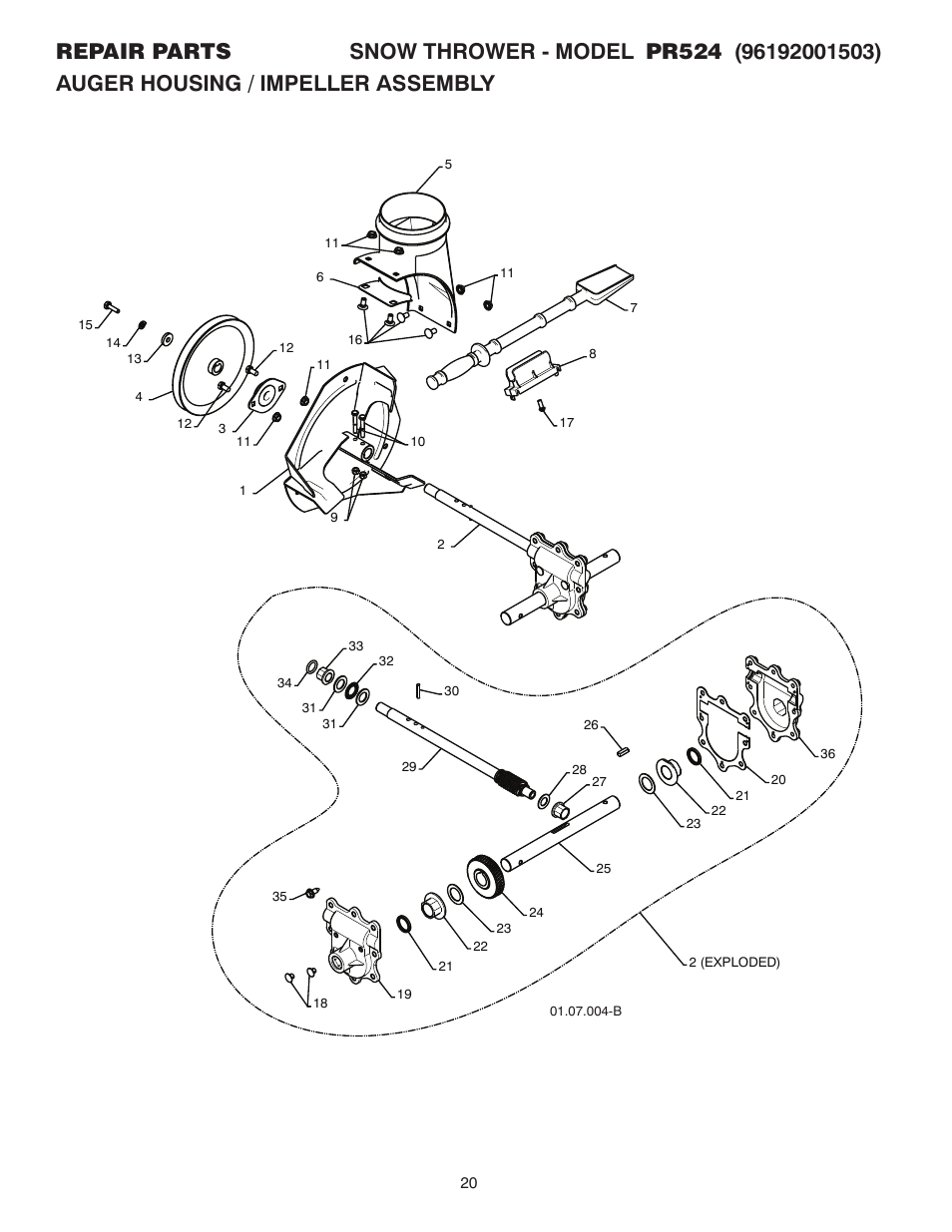 Poulan Pro PR524 SNOW THROWER User Manual | Page 20 / 36