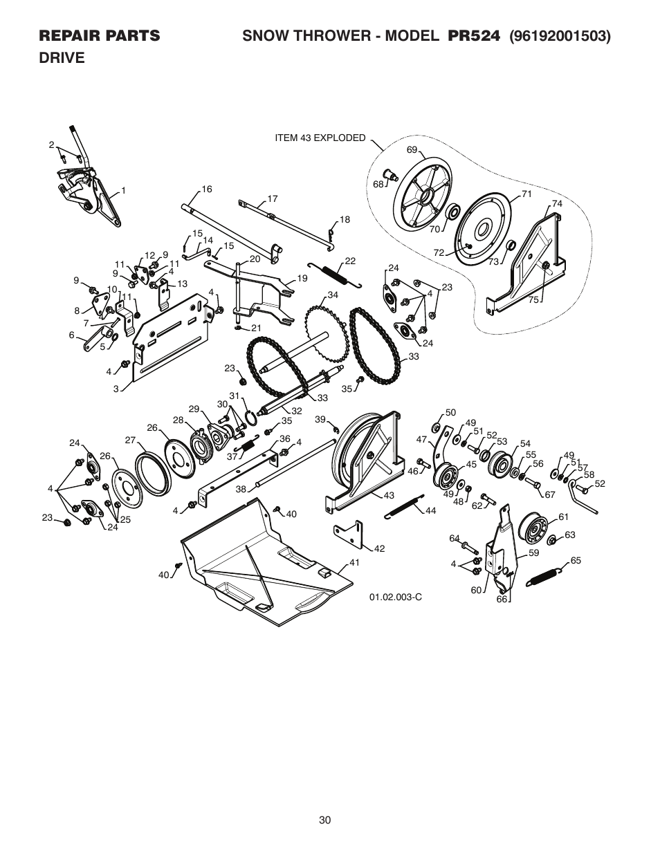 Poulan Pro PR524 SNOW THROWER User Manual | Page 30 / 36
