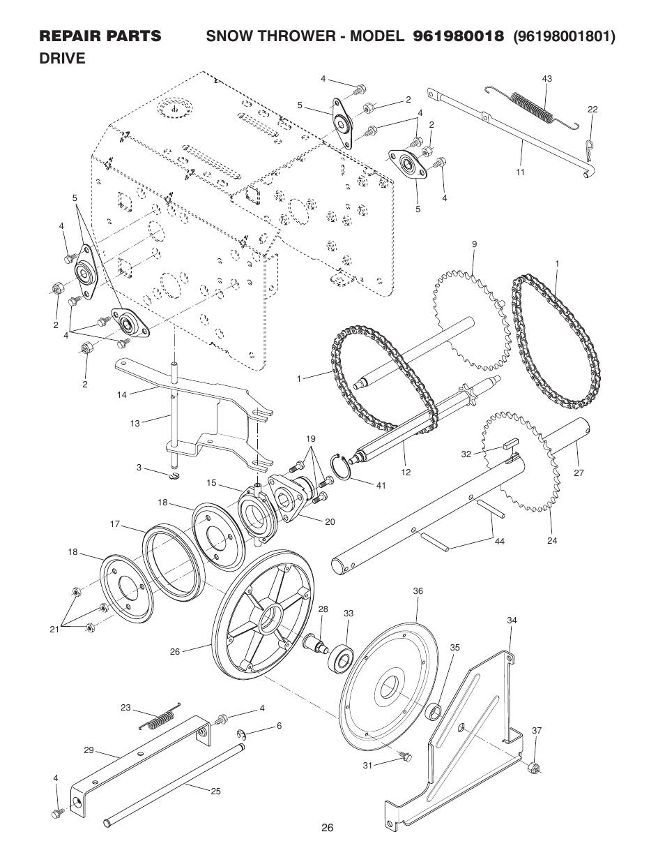 Poulan Pro 961980018 SNOW THROWER User Manual | Page 26 / 36
