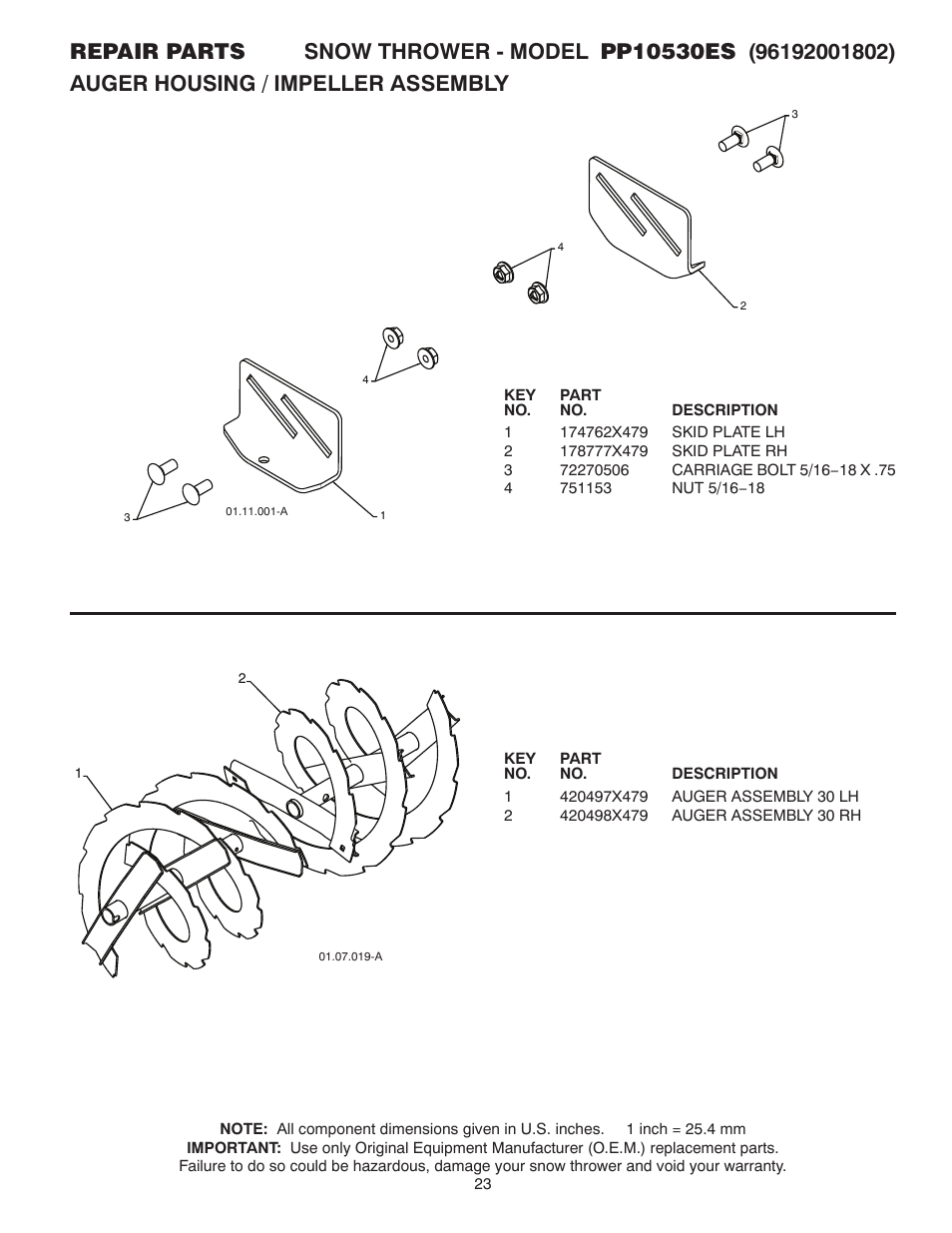 Poulan Pro PP10530ES SNOW THROWER User Manual | Page 23 / 40