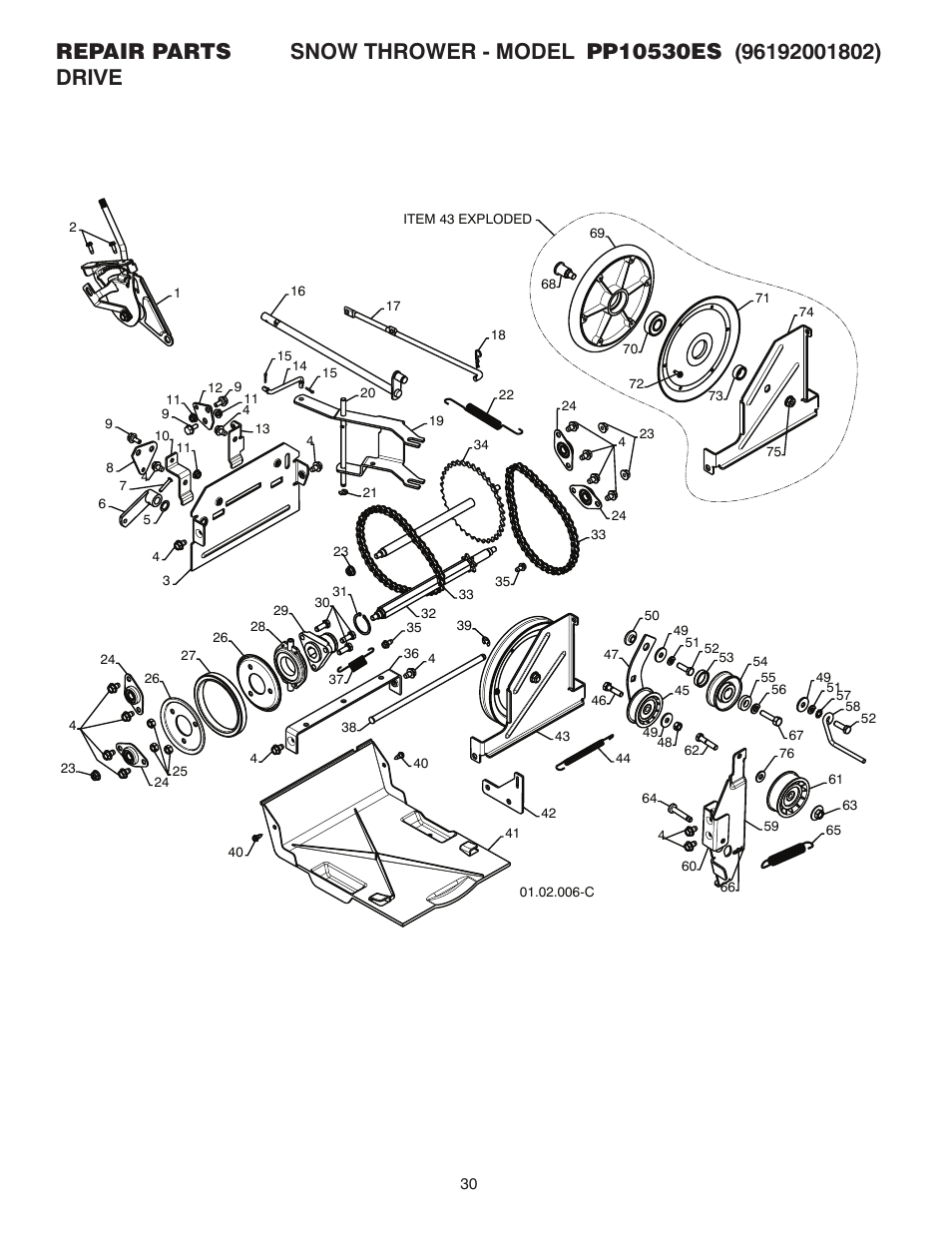 Poulan Pro PP10530ES SNOW THROWER User Manual | Page 30 / 40