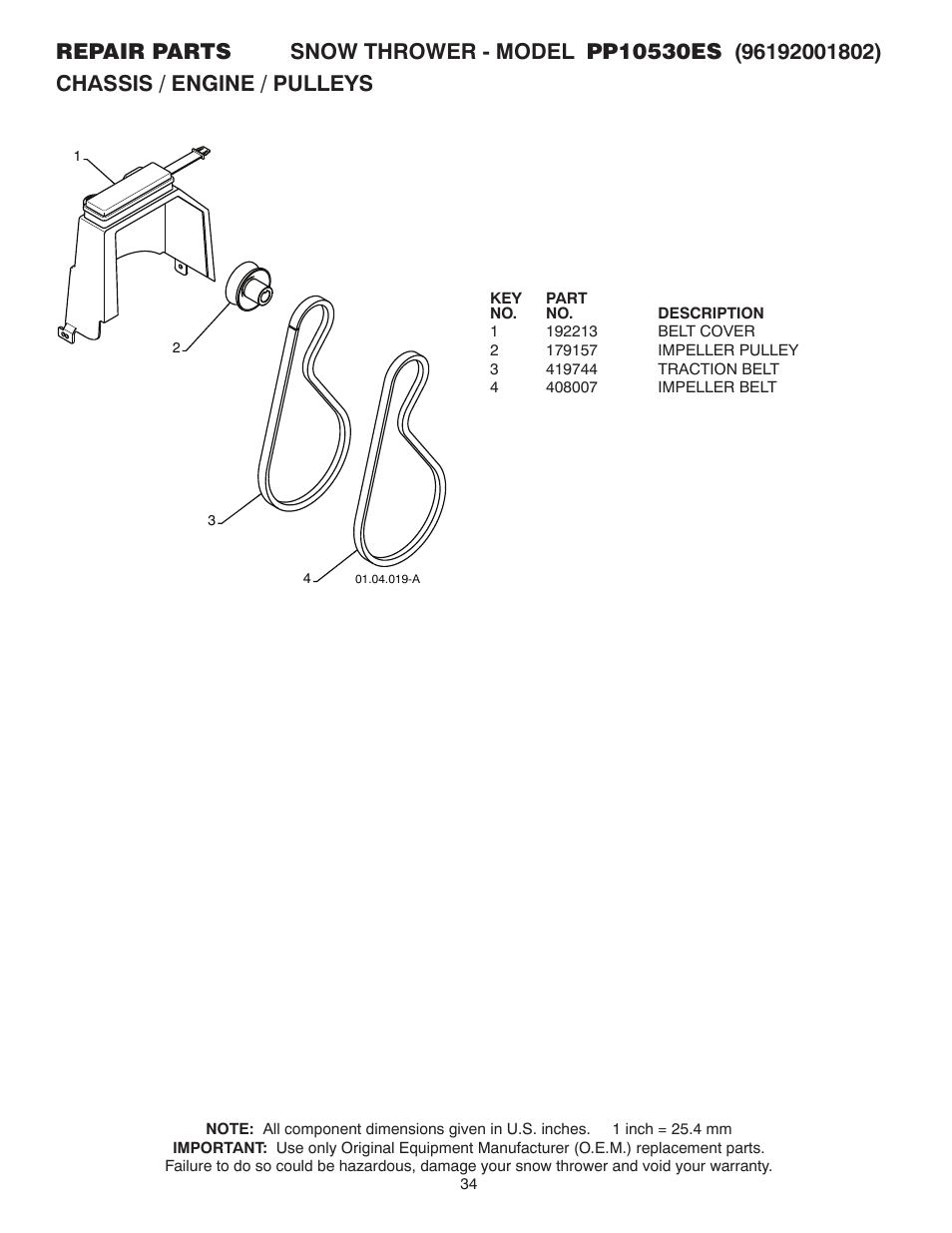 Poulan Pro PP10530ES SNOW THROWER User Manual | Page 34 / 40