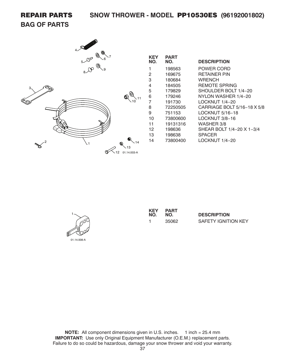 Poulan Pro PP10530ES SNOW THROWER User Manual | Page 37 / 40