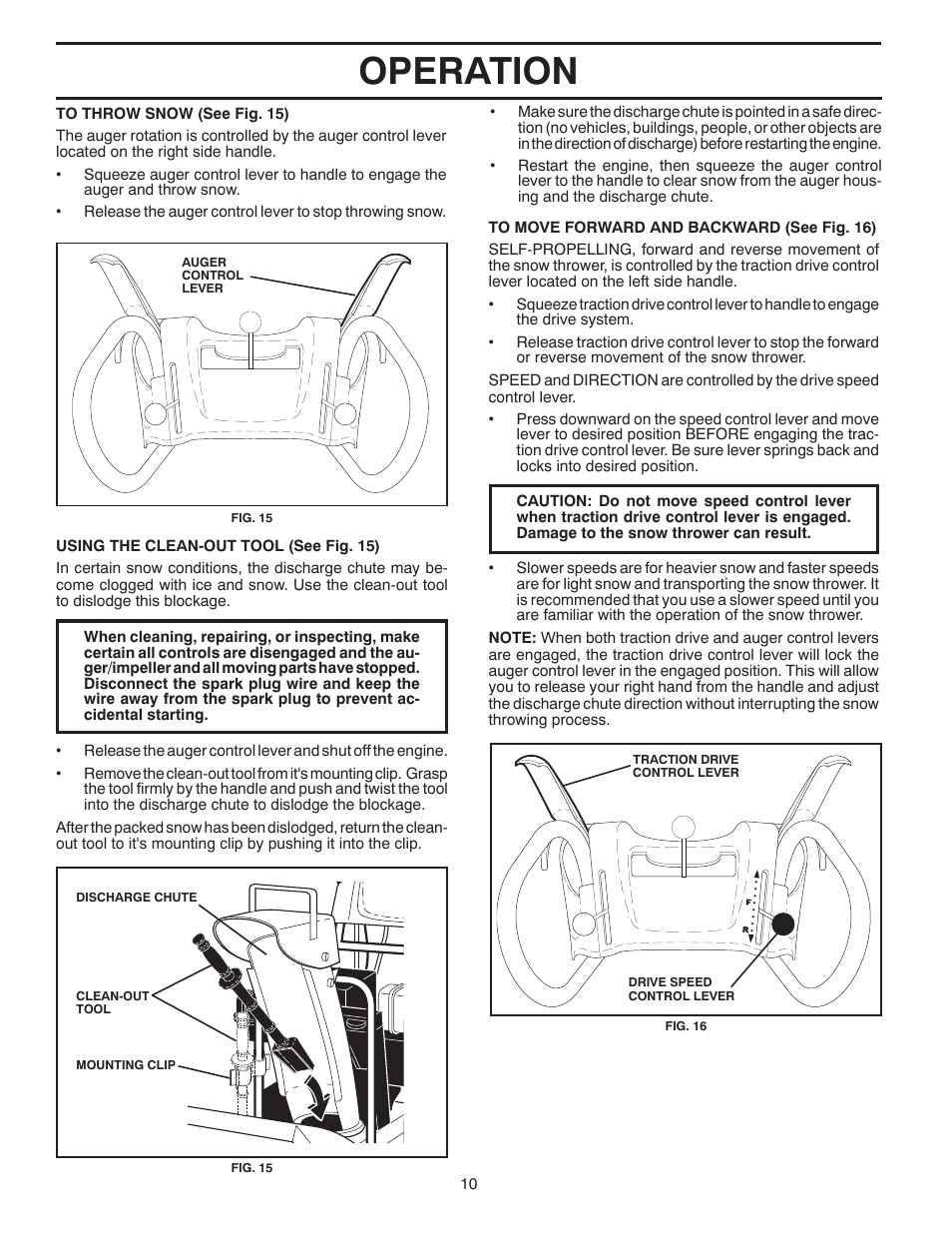 Operation | Poulan Pro PR8527ES SNOW THROWER User Manual | Page 10 / 40