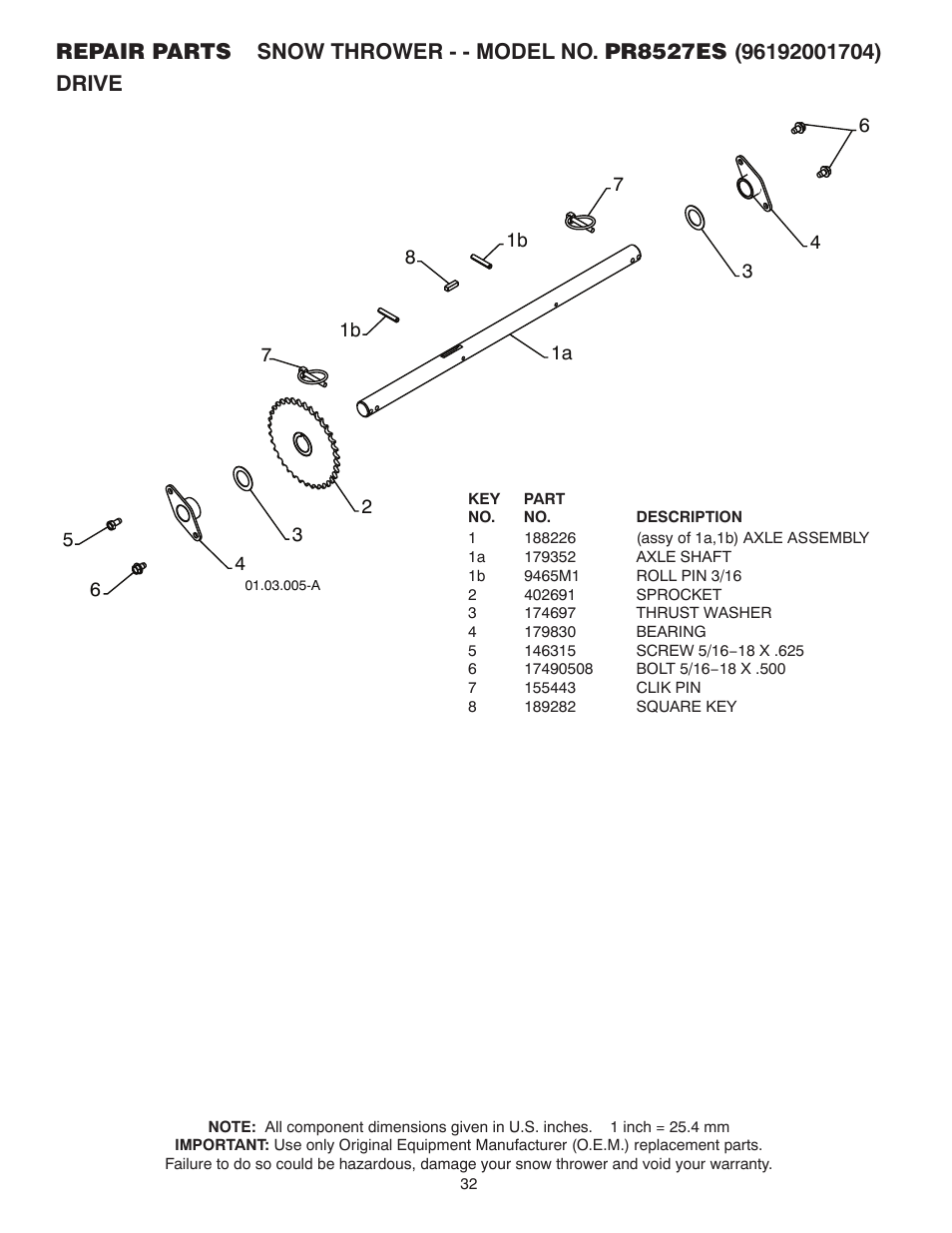 Poulan Pro PR8527ES SNOW THROWER User Manual | Page 32 / 40