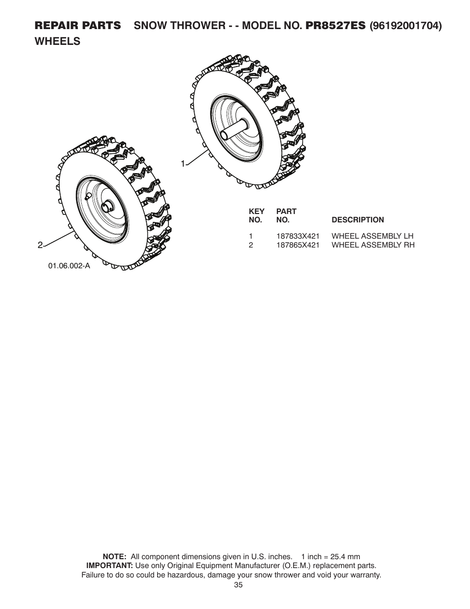 Poulan Pro PR8527ES SNOW THROWER User Manual | Page 35 / 40