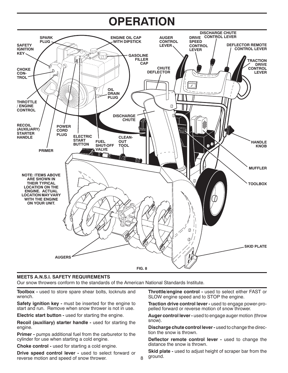 Operation | Poulan Pro PR8527ES SNOW THROWER User Manual | Page 8 / 40