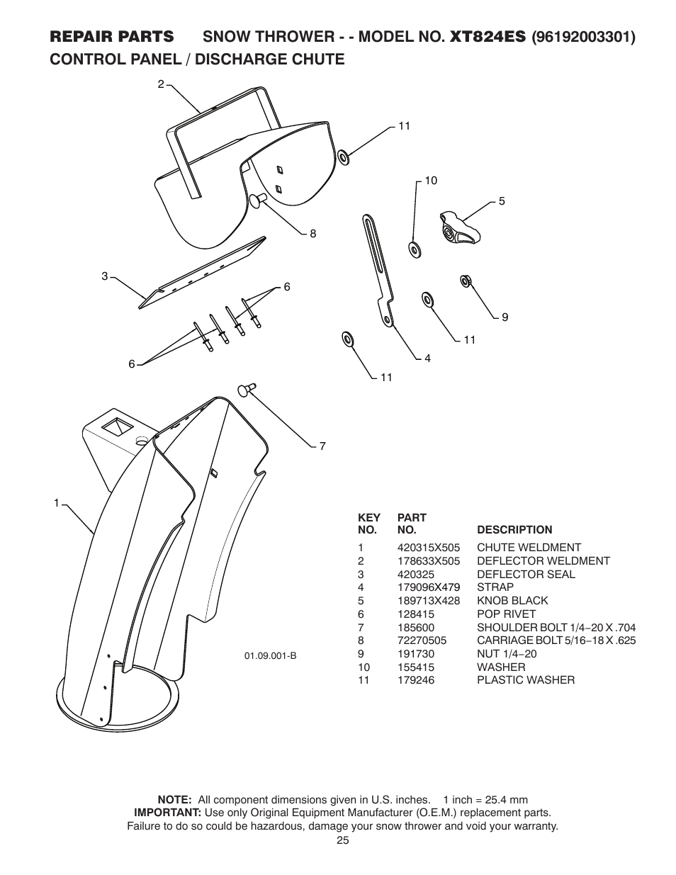Poulan Pro XT824ES SNOW THROWER User Manual | Page 25 / 40