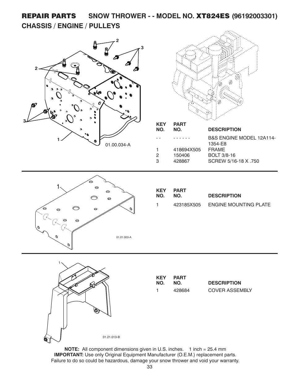 Poulan Pro XT824ES SNOW THROWER User Manual | Page 33 / 40