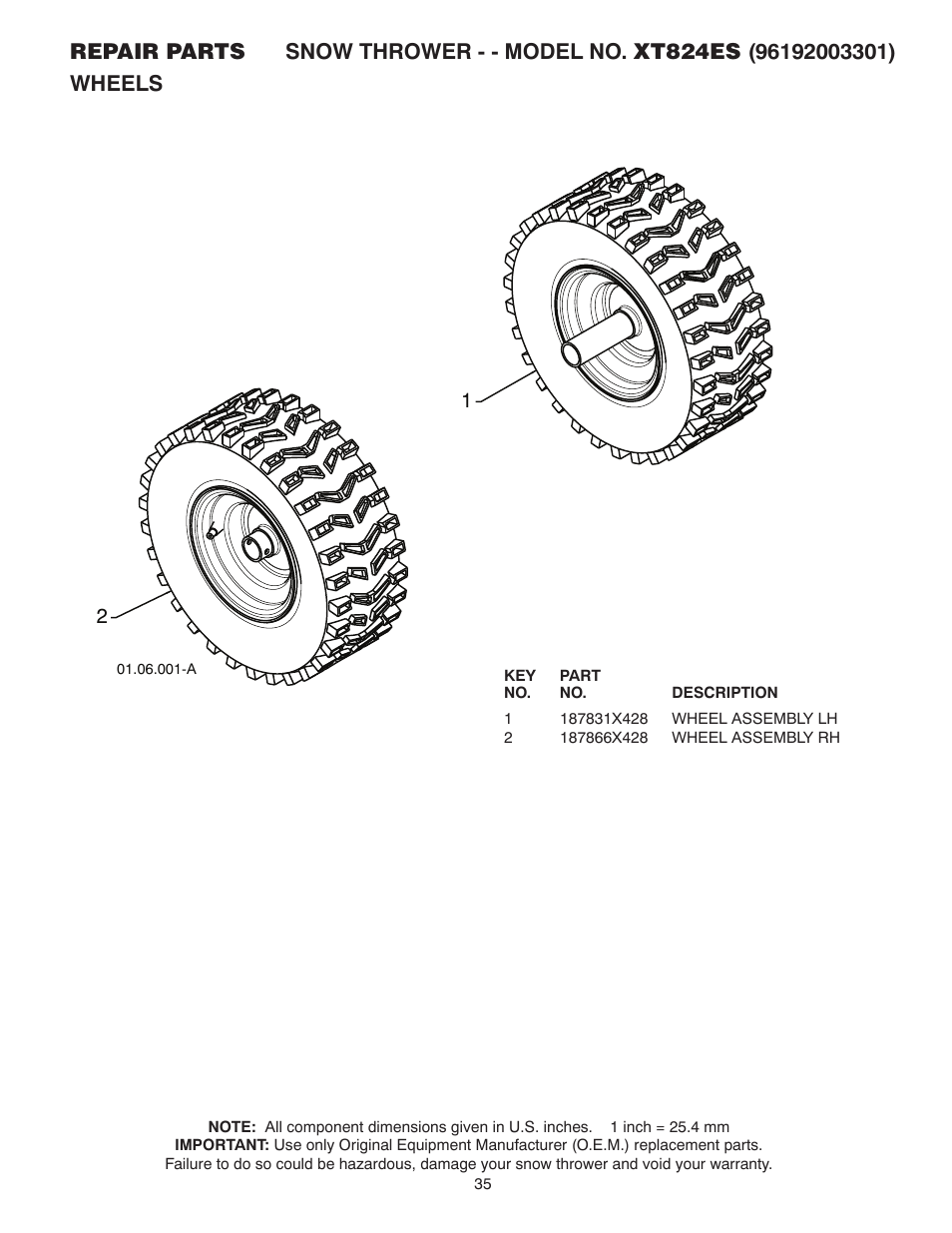 Poulan Pro XT824ES SNOW THROWER User Manual | Page 35 / 40