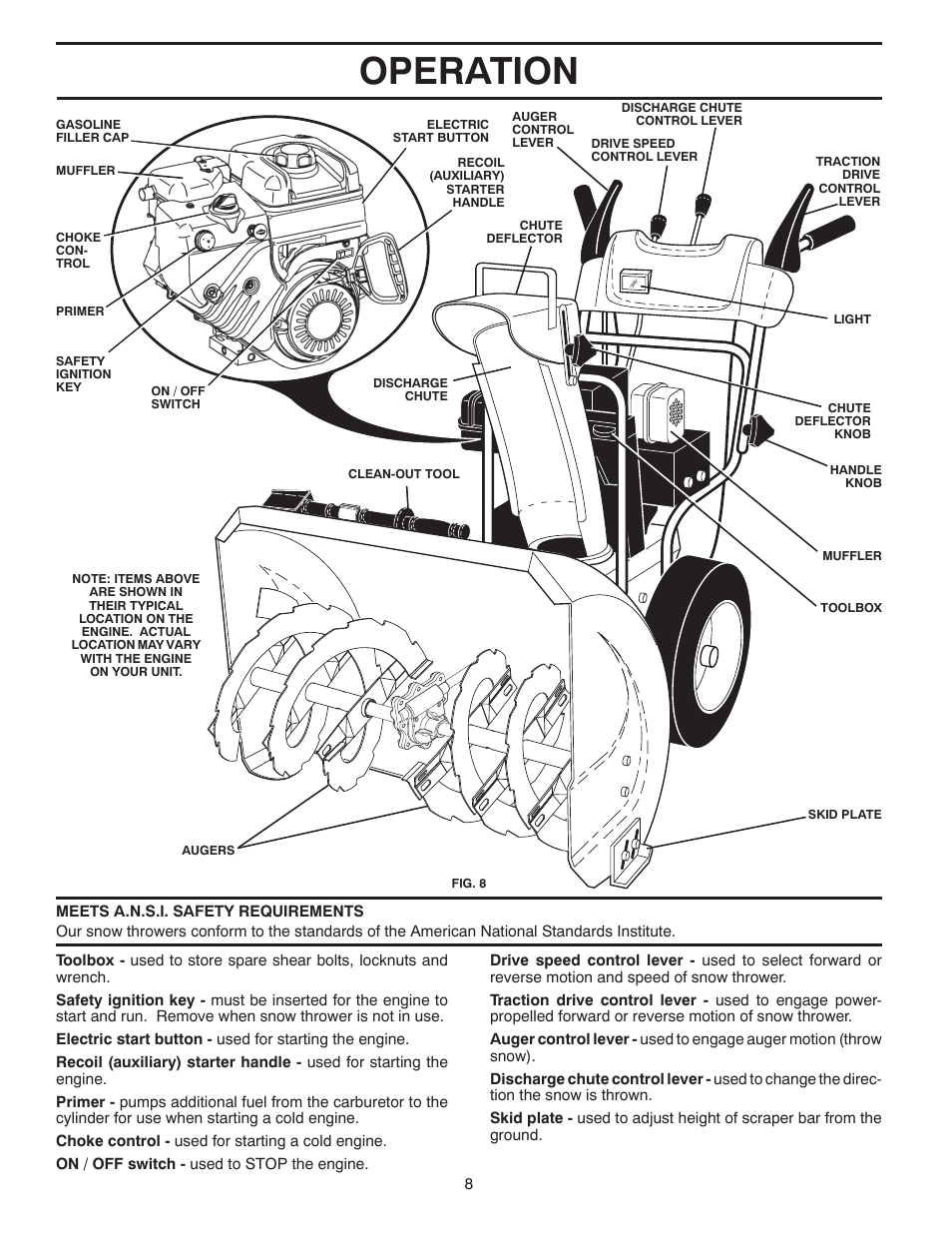 Operation | Poulan Pro XT824ES SNOW THROWER User Manual | Page 8 / 40