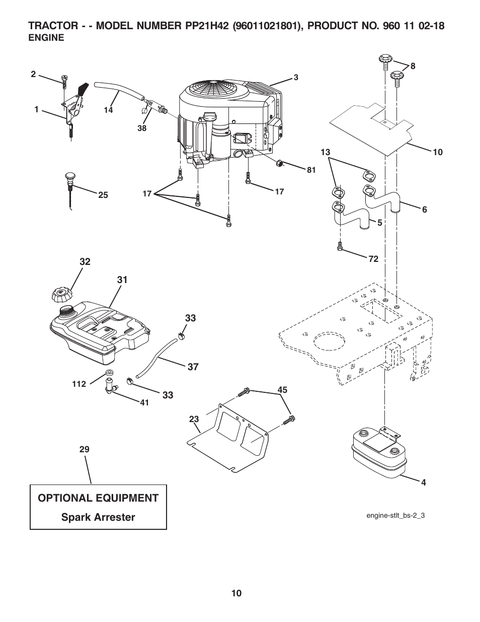 Optional equipment spark arrester | Poulan Pro PP21H42 LAWN TRACTOR User Manual | Page 10 / 20
