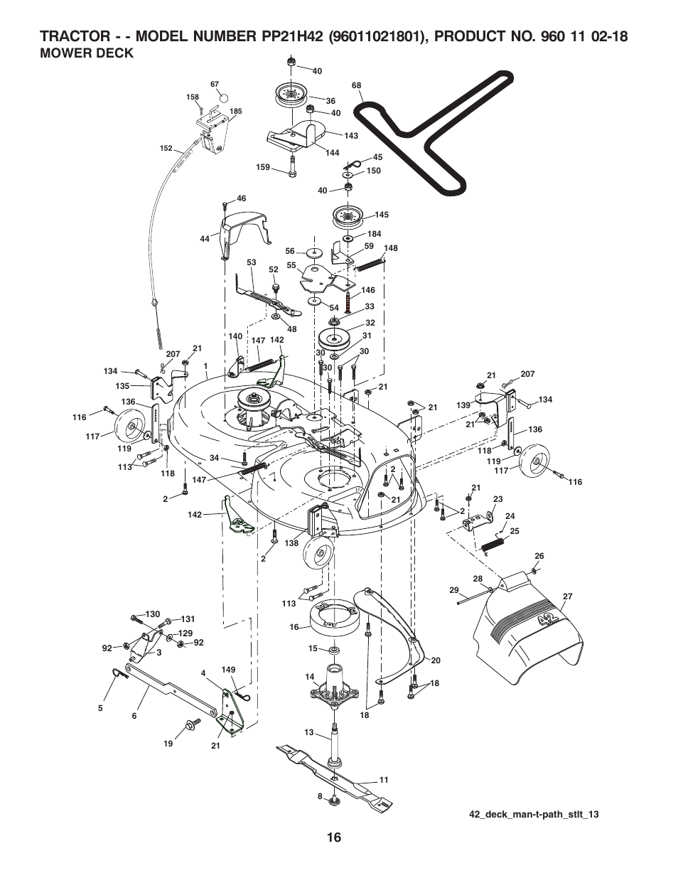 Mower deck | Poulan Pro PP21H42 LAWN TRACTOR User Manual | Page 16 / 20