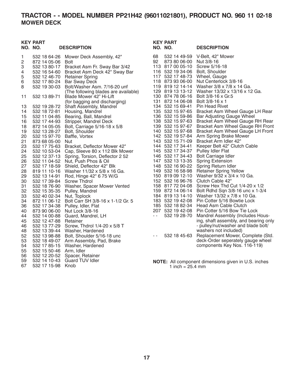 Poulan Pro PP21H42 LAWN TRACTOR User Manual | Page 17 / 20