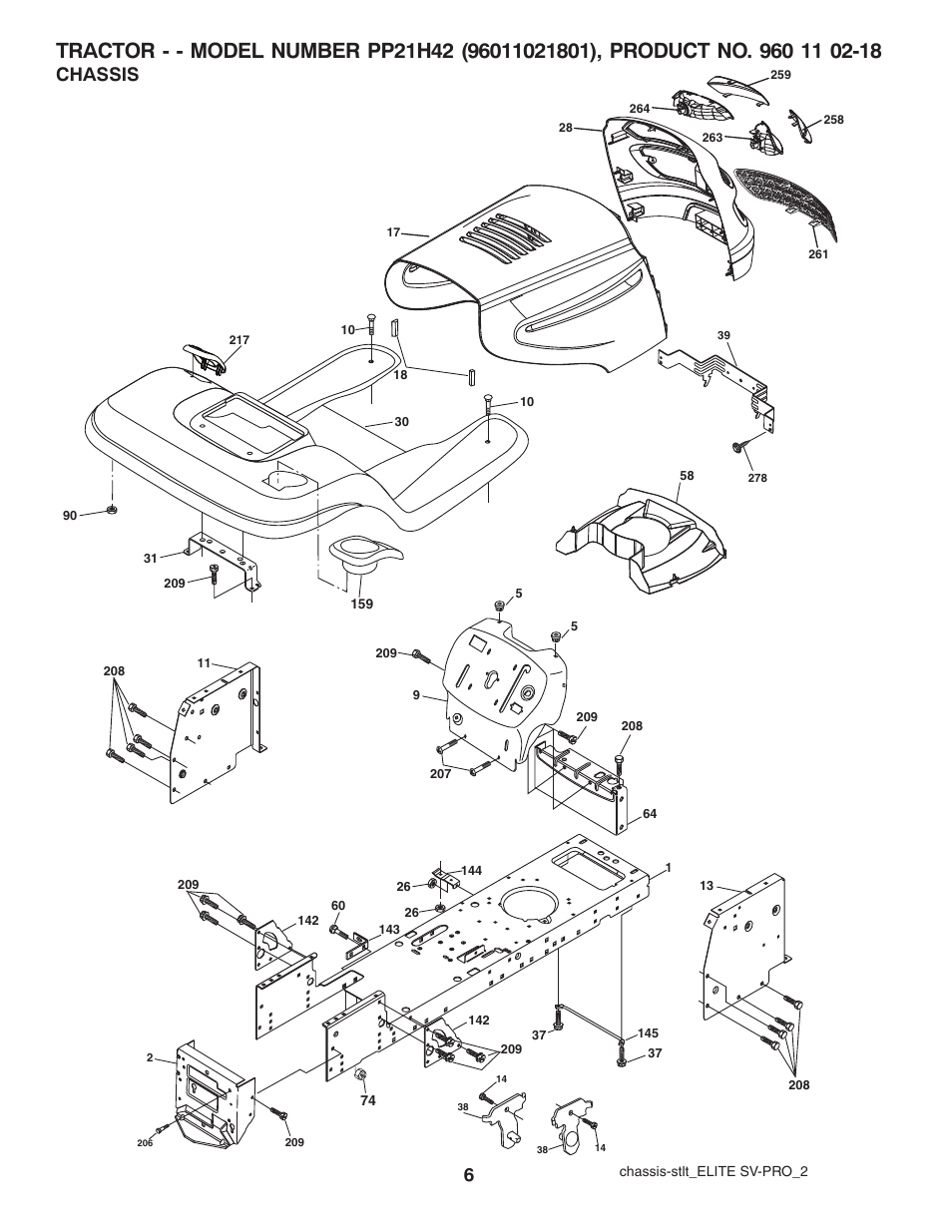 Chassis | Poulan Pro PP21H42 LAWN TRACTOR User Manual | Page 6 / 20