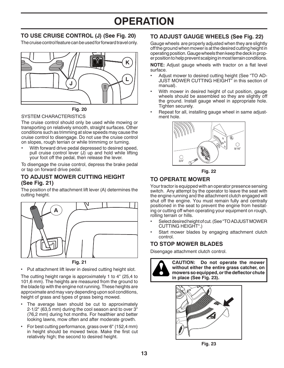 Operation | Poulan Pro PB22VA54 LAWN TRACTOR User Manual | Page 13 / 64