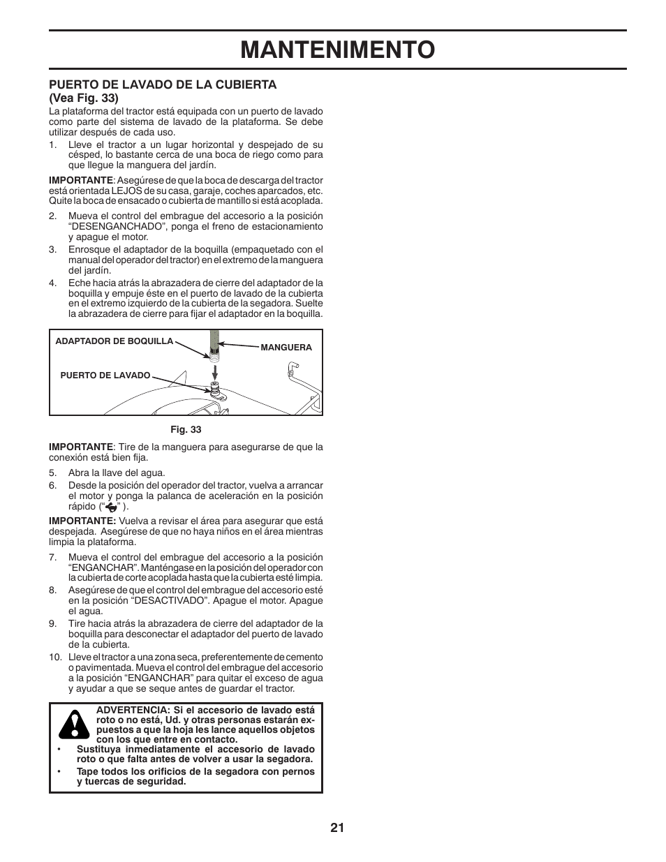 Mantenimento | Poulan Pro PB22VA54 LAWN TRACTOR User Manual | Page 53 / 64