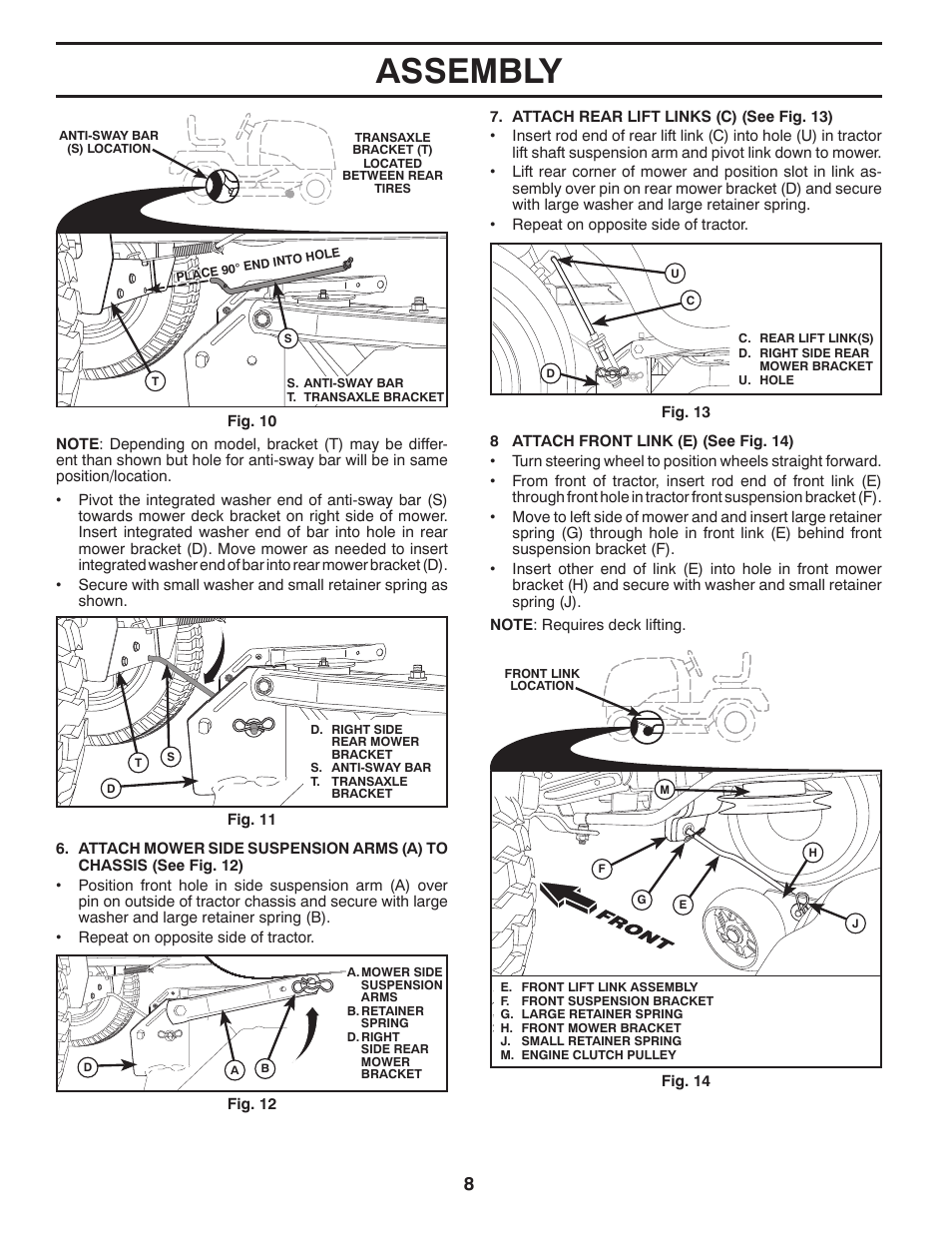 Assembly | Poulan Pro PB22VA54 LAWN TRACTOR User Manual | Page 8 / 64