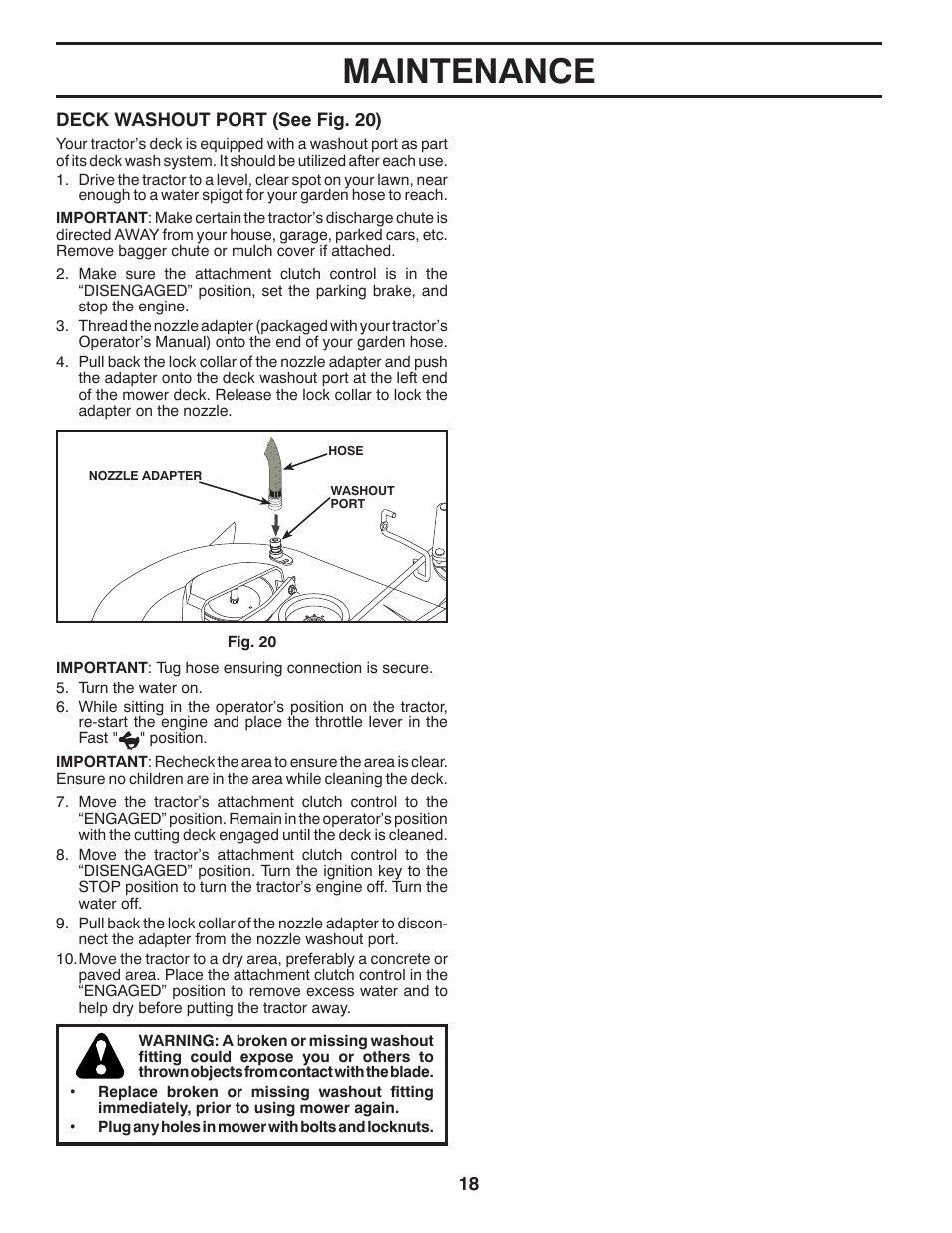 Maintenance | Poulan Pro PB20VA48 LAWN TRACTOR User Manual | Page 18 / 60