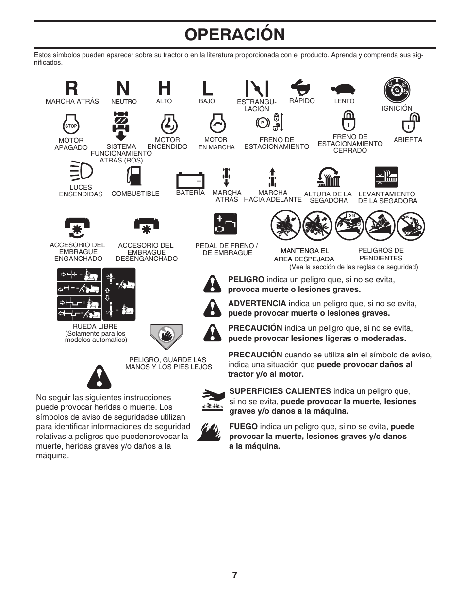 Operación | Poulan Pro PB20VA48 LAWN TRACTOR User Manual | Page 37 / 60