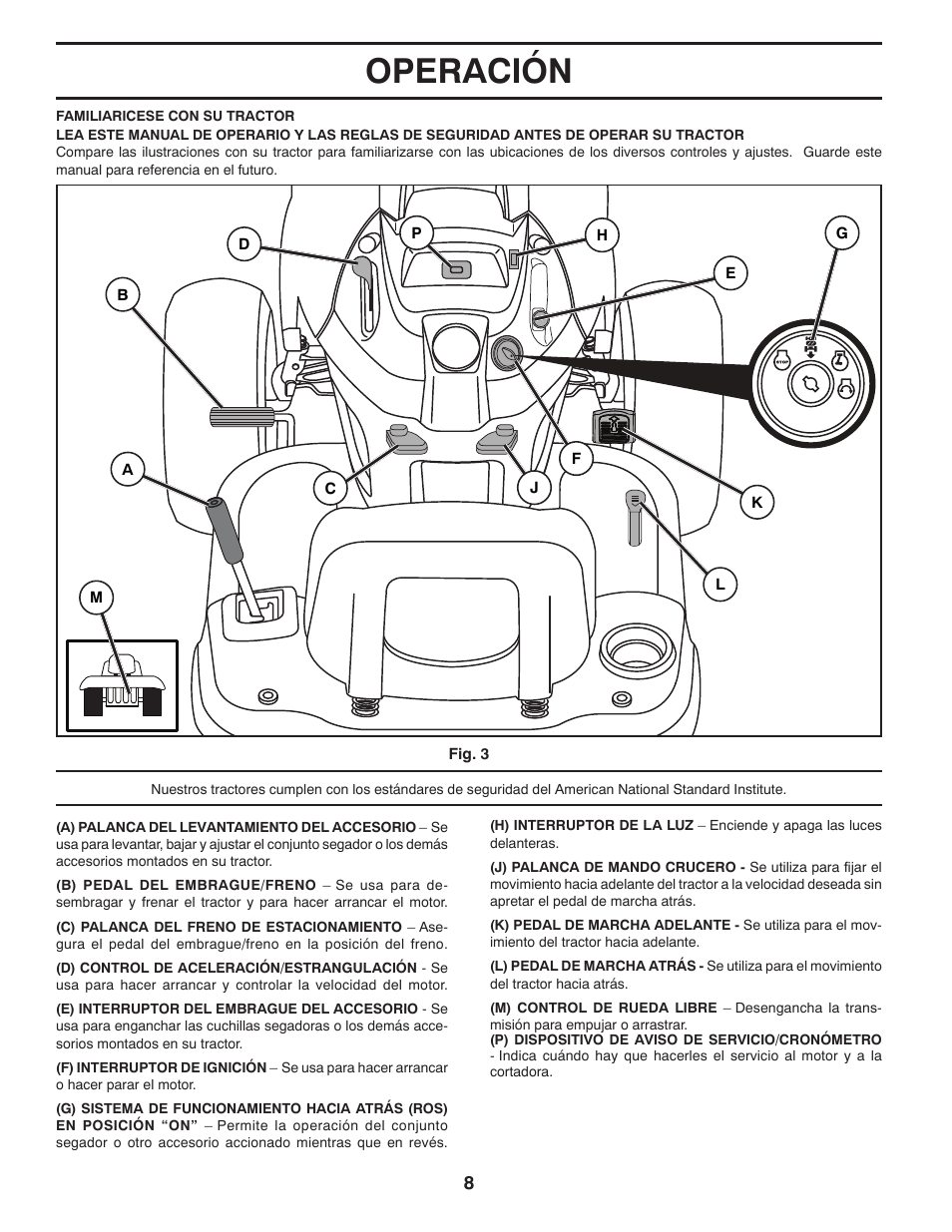 Operación | Poulan Pro PB20VA48 LAWN TRACTOR User Manual | Page 38 / 60