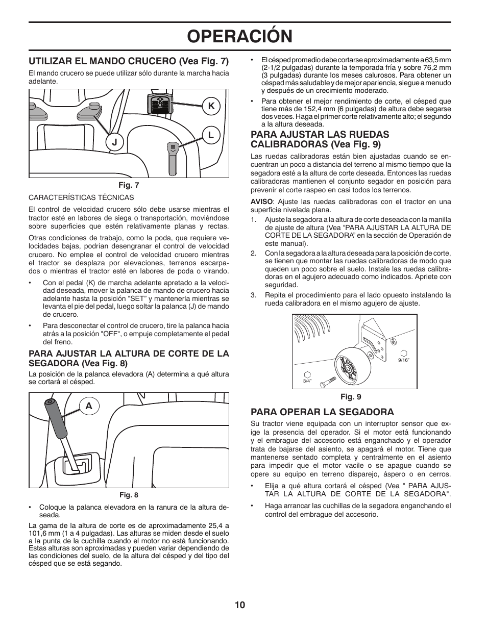 Operación | Poulan Pro PB20VA48 LAWN TRACTOR User Manual | Page 40 / 60