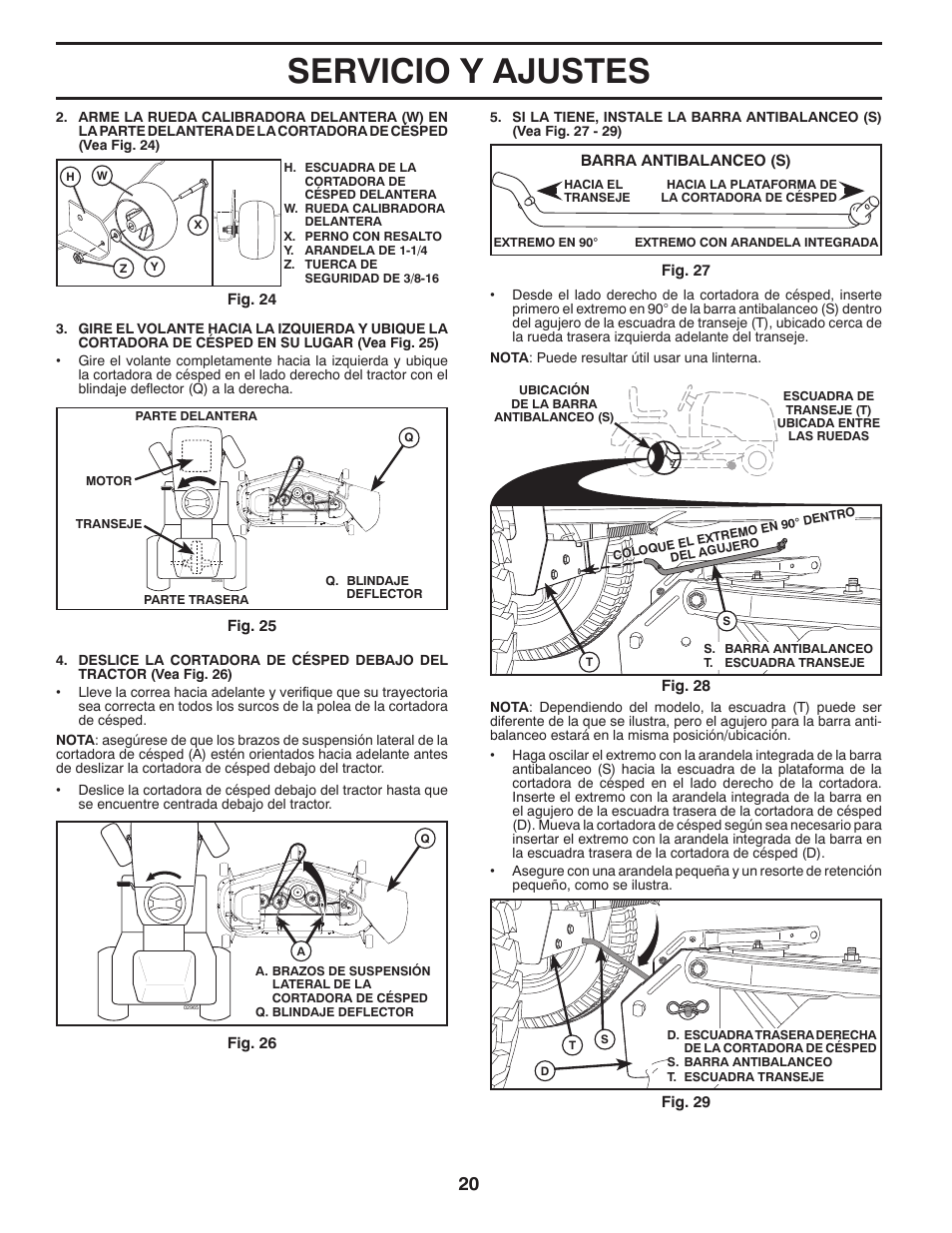 Servicio y ajustes | Poulan Pro PB20VA48 LAWN TRACTOR User Manual | Page 50 / 60