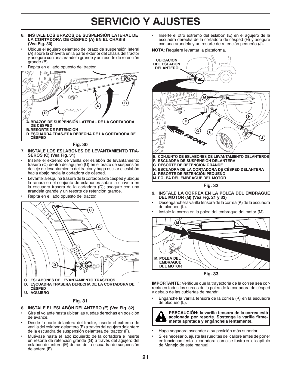 Servicio y ajustes | Poulan Pro PB20VA48 LAWN TRACTOR User Manual | Page 51 / 60