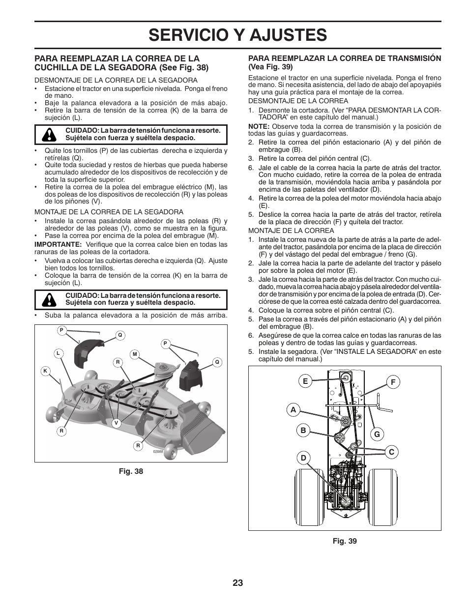 Servicio y ajustes | Poulan Pro PB20VA48 LAWN TRACTOR User Manual | Page 53 / 60