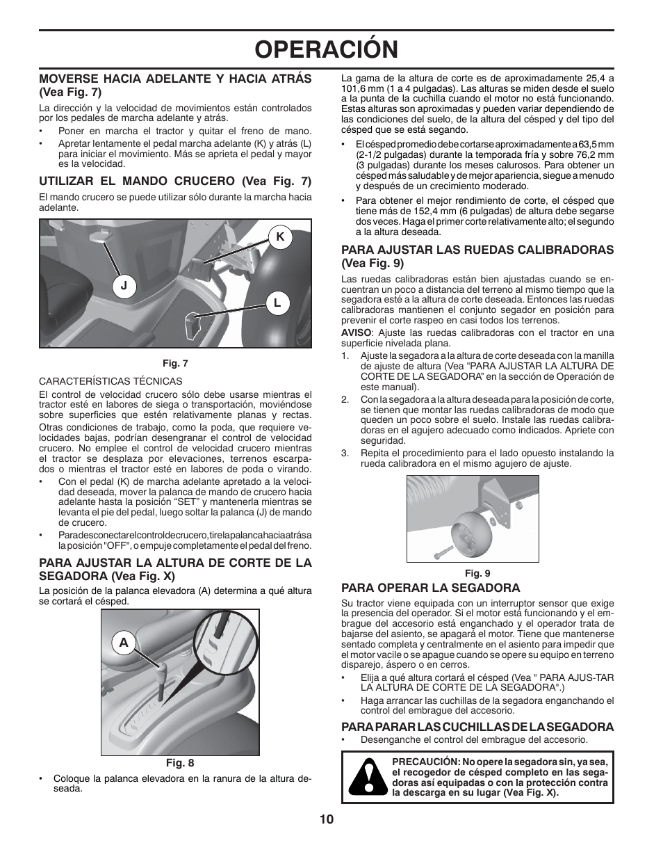 Operación | Poulan Pro PB23H48YT LAWN TRACTOR User Manual | Page 40 / 60