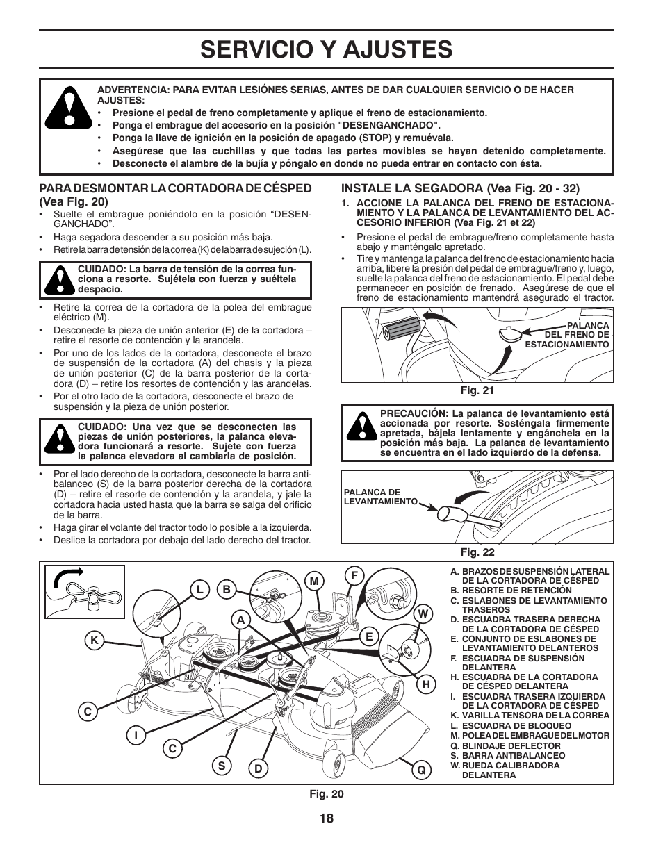 Servicio y ajustes | Poulan Pro PB23H48YT LAWN TRACTOR User Manual | Page 48 / 60