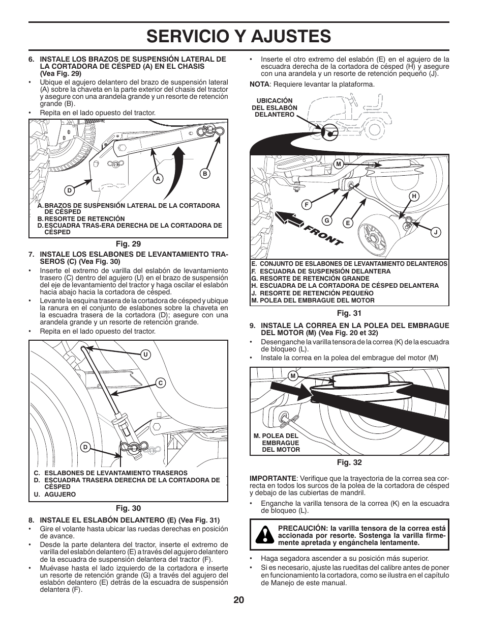 Servicio y ajustes | Poulan Pro PB23H48YT LAWN TRACTOR User Manual | Page 50 / 60