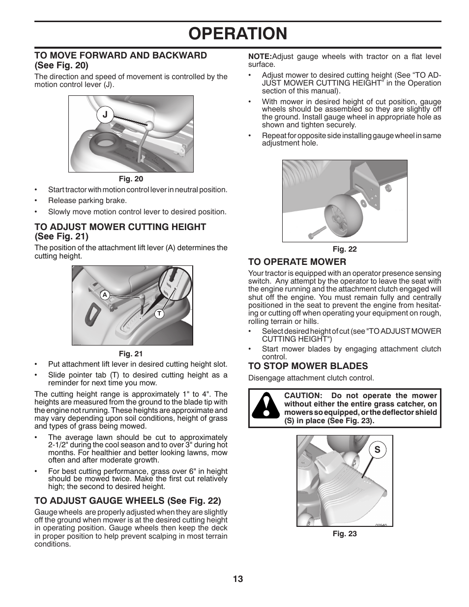 Operation | Poulan Pro PBLGT26H54 GARDEN TRACTOR User Manual | Page 13 / 30