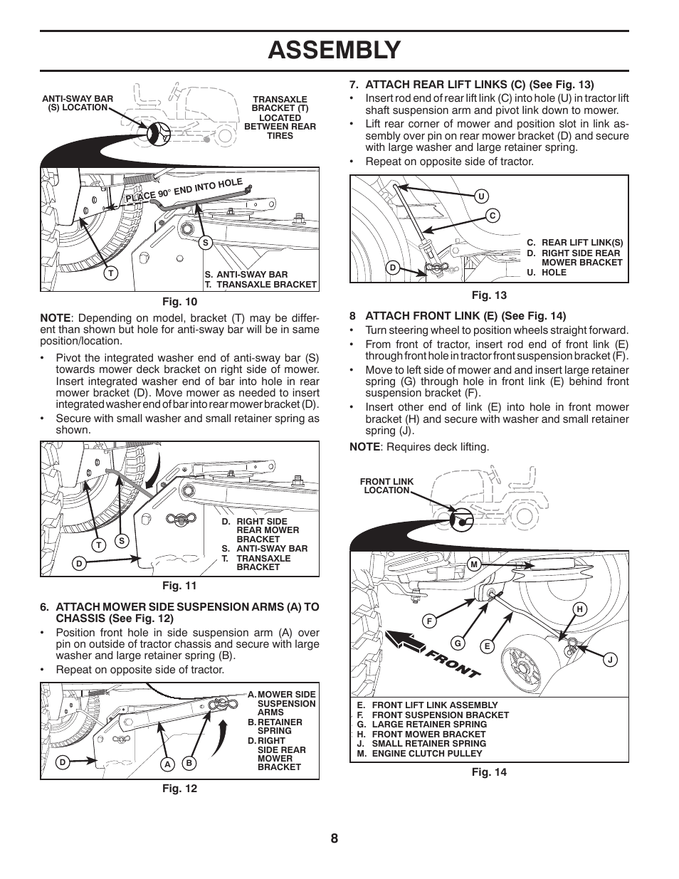 Assembly | Poulan Pro PBLGT26H54 GARDEN TRACTOR User Manual | Page 8 / 30