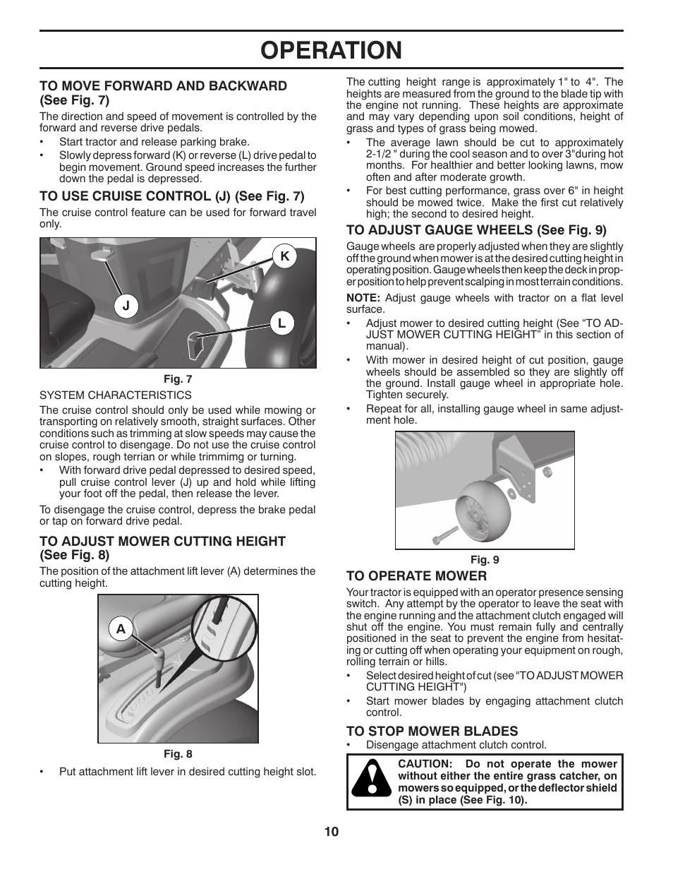 Operation | Poulan Pro PB23H48YT LAWN TRACTOR User Manual | Page 10 / 30