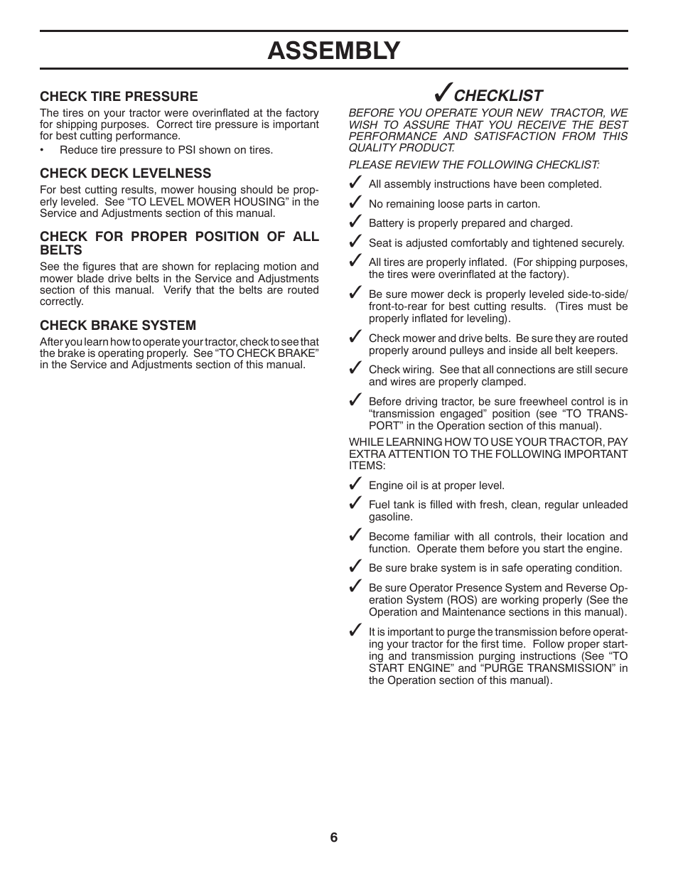 Assembly | Poulan Pro PB23H48YT LAWN TRACTOR User Manual | Page 6 / 30