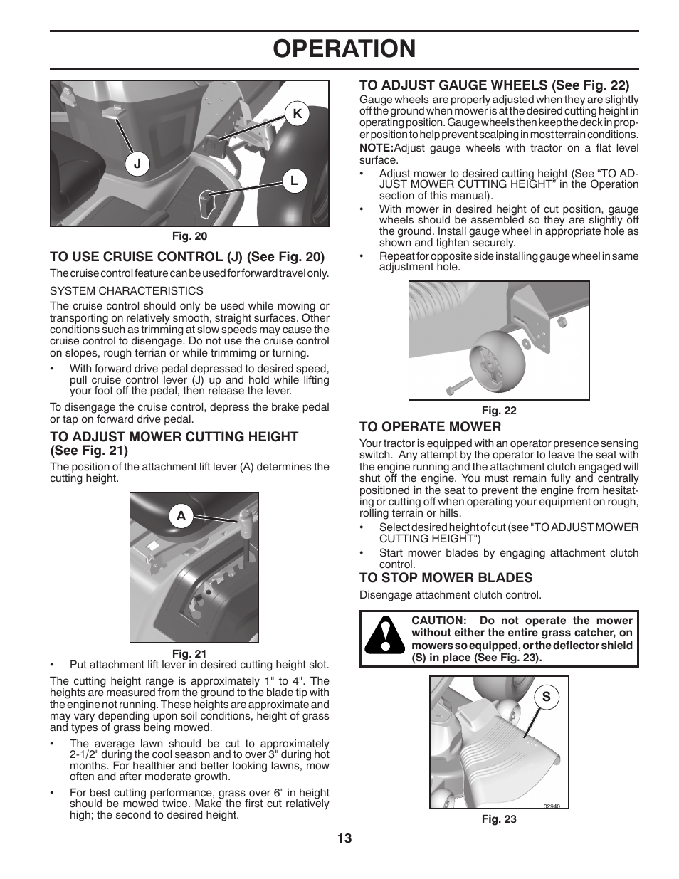 Operation | Poulan Pro PB26H54YT LAWN TRACTOR User Manual | Page 13 / 30