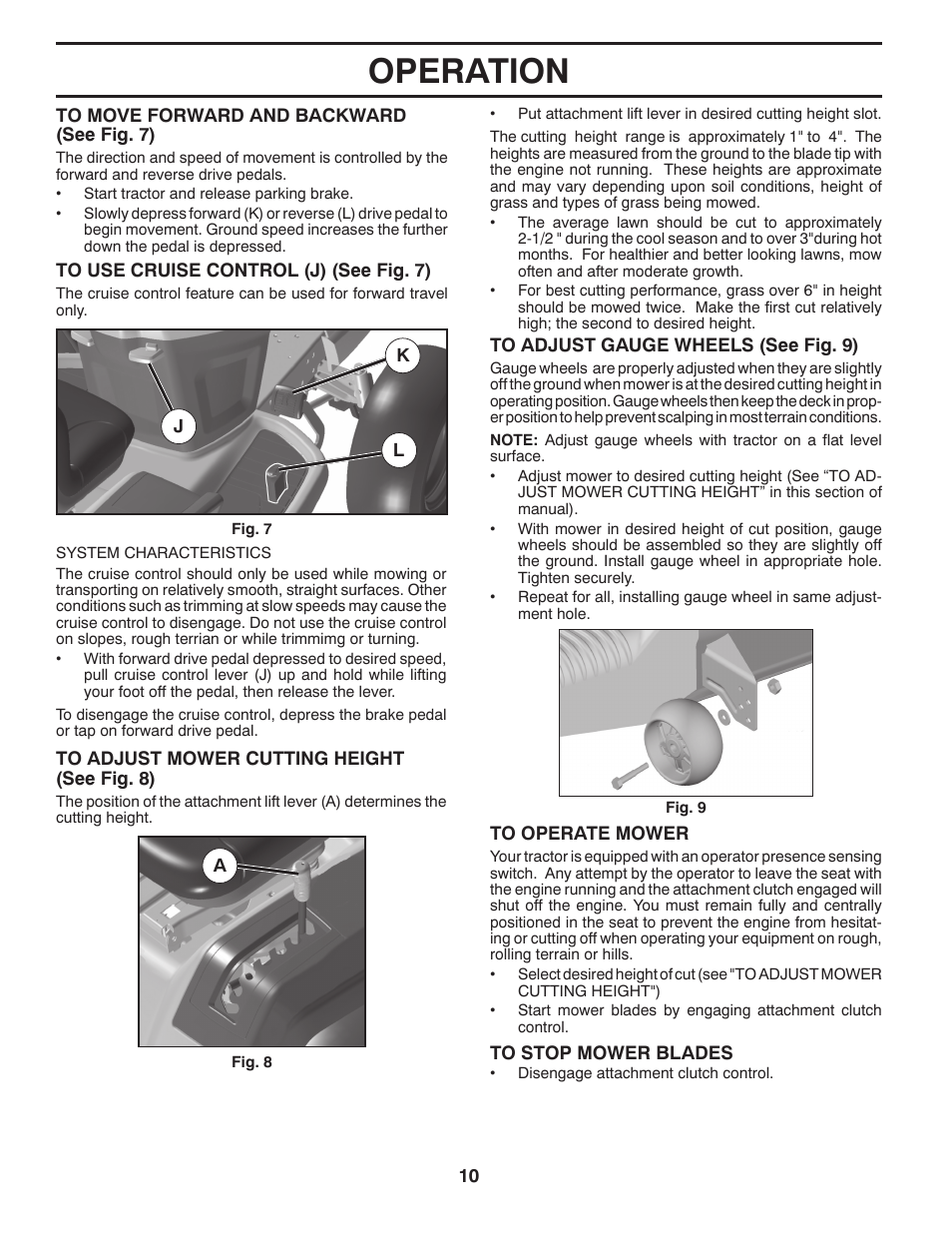 Operation | Poulan Pro PB23H48YT LAWN TRACTOR User Manual | Page 10 / 28