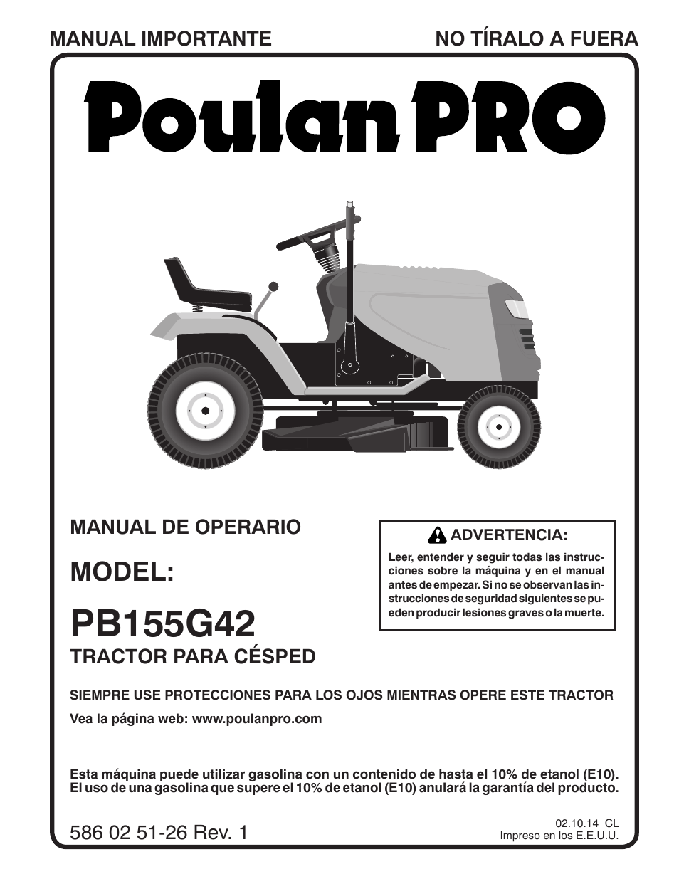 Model | Poulan Pro PB155G42 LAWN TRACTOR User Manual | Page 29 / 56