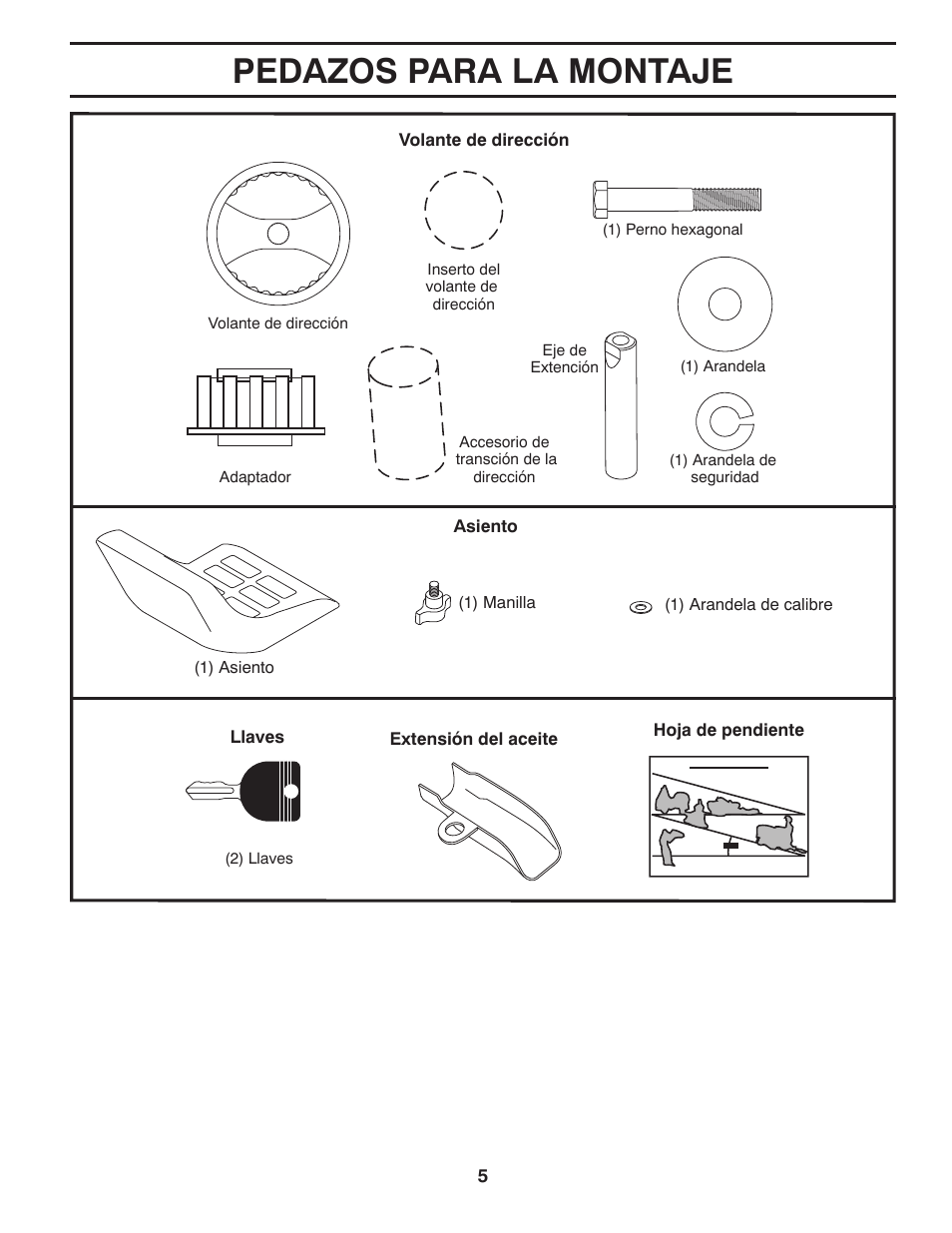 Pedazos para la montaje | Poulan Pro PB155G42 LAWN TRACTOR User Manual | Page 33 / 56