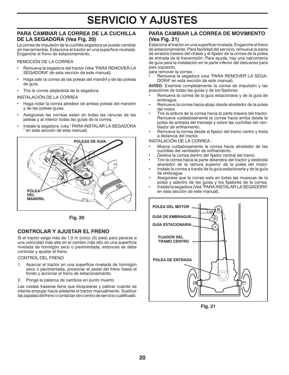 Servicio y ajustes | Poulan Pro PB155G42 LAWN TRACTOR User Manual | Page 48 / 56