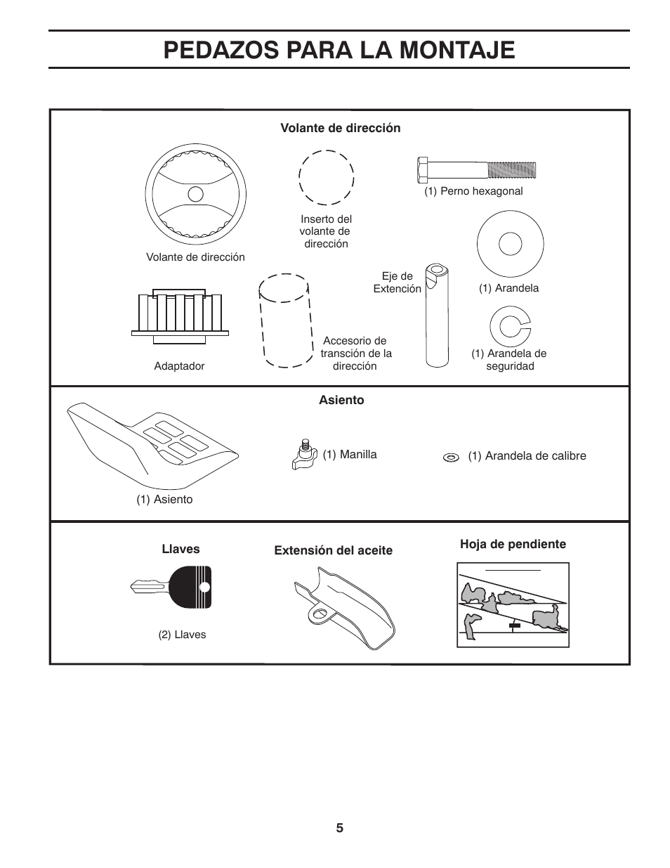 Pedazos para la montaje | Poulan Pro PB145G38 LAWN TRACTOR User Manual | Page 33 / 56